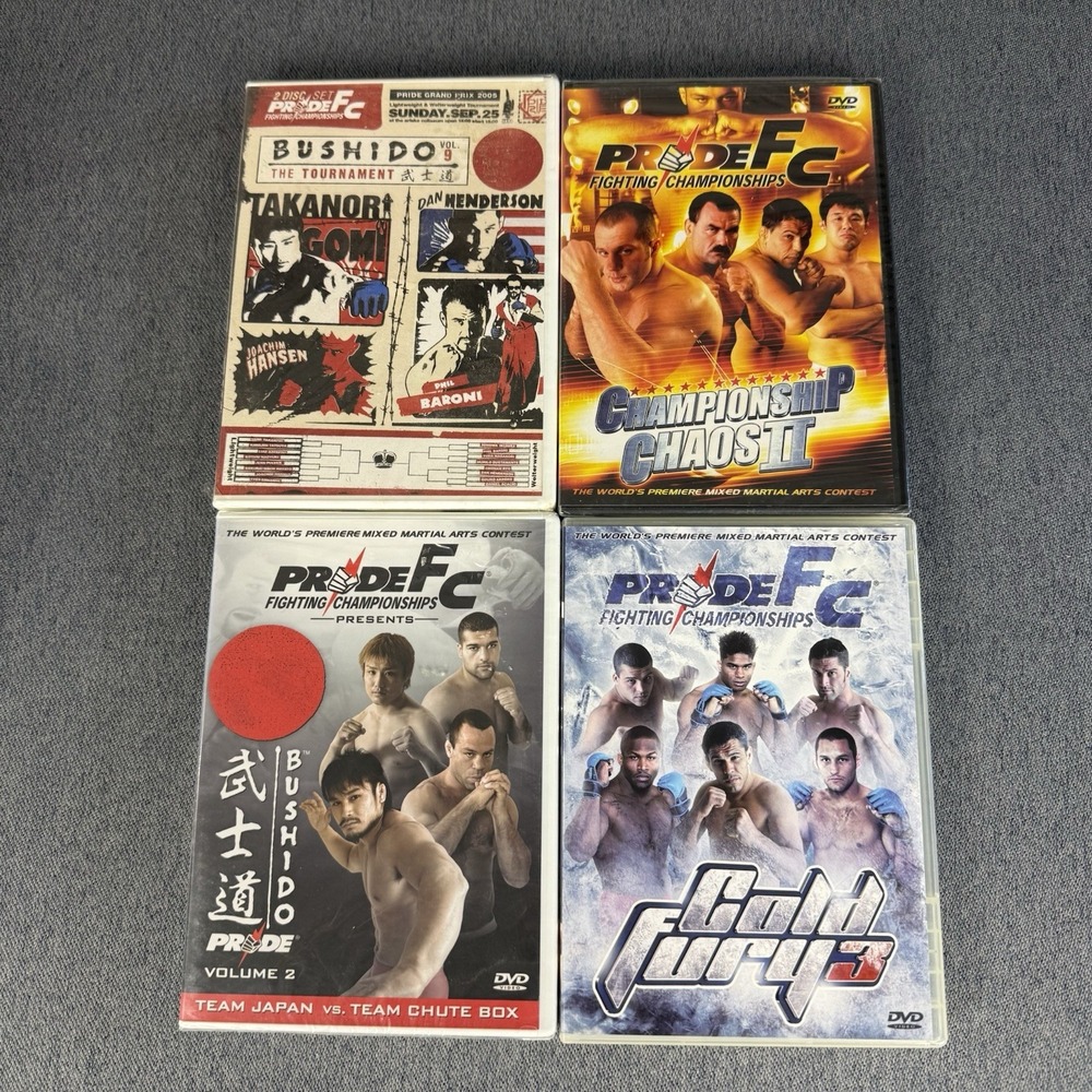 MMA DVD Lot Pride FC Bushido Vol 2 & 9 Champion Chaos II Cold Fury 3 - 3 SEALED